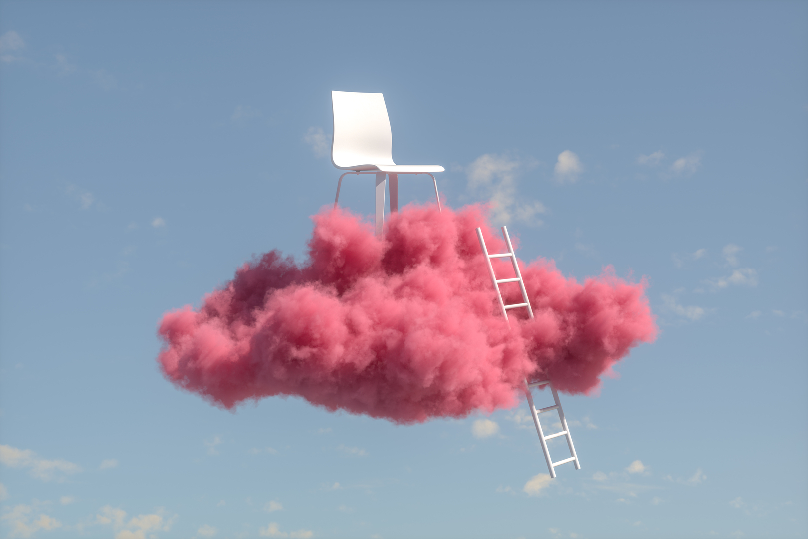 White chair on a pink cloud