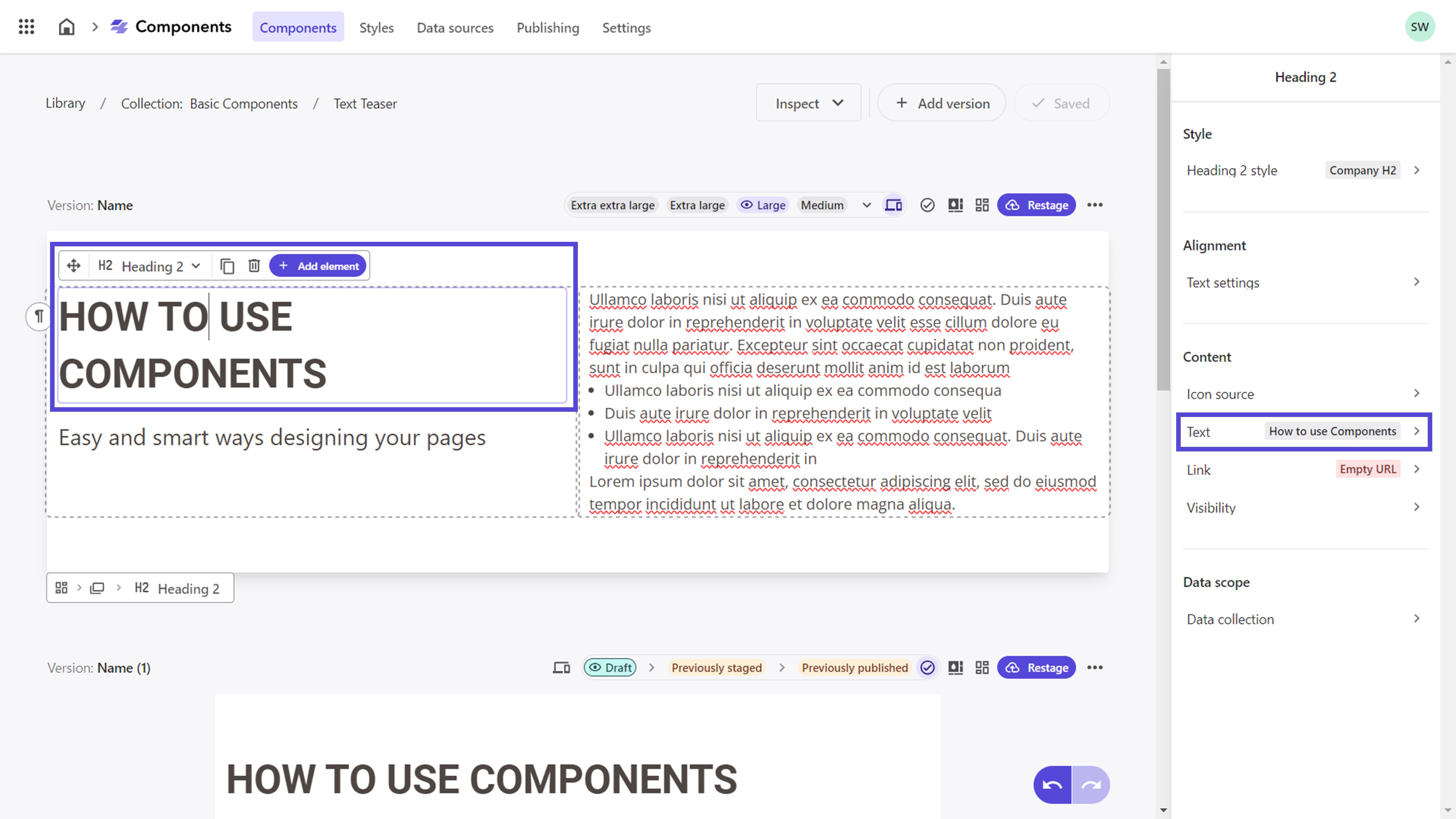 Visual screenshot of a product showing highlighted elements of the UI to help a reader with a visual of what they are learning